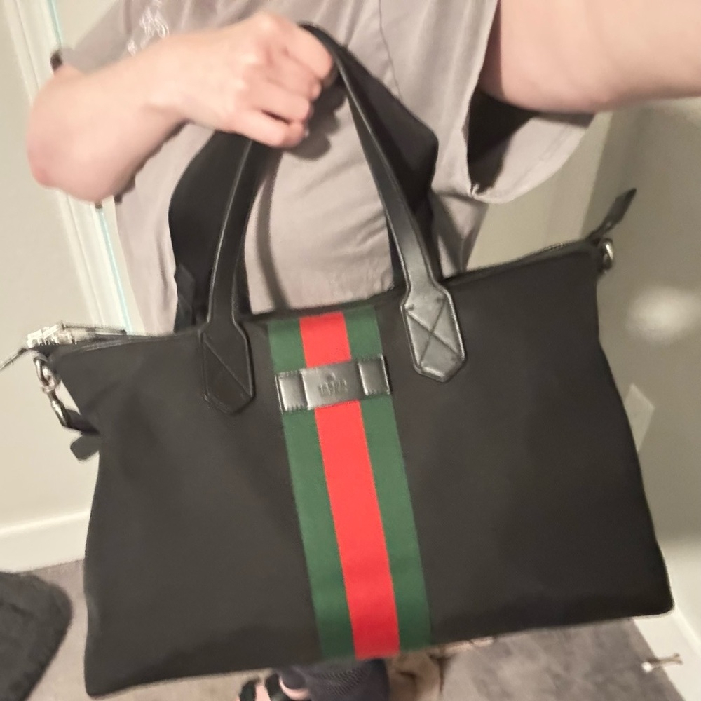 GUCCI  
🔥 Pre-Loved Black Techno Canvas Web Duffle - Picture 16 of 16